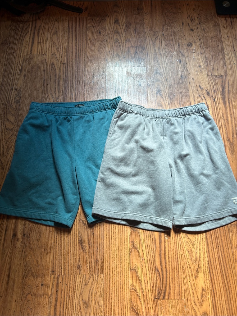 ZELOS Men's Teal and Light Gray Athletic Shorts Two-Pack